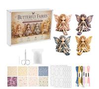 HAIJED 4Pcs Flower Fairies Patchwork Craft Kit, Patchwork Fairy Doll DIY Sewing Kit, Complete Fabric Supply Set, All Materials Included, Adults & Beginners(Style2)
