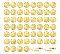 HAIJED 56Pcs Letter Wood Burning Tip Kit, Wood Burning Tool Including Alphabet Number Symbol, Brass Alphabet Number Template for DIY Embossing Carving Craft Wood Burning