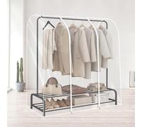 HAIJED 6ft Clothes Rail Cover, Transparent Clothes Garment Rail Strong Zipped Cover, Waterproof PEVA Clothes Rack Cover, Large Garment Rack Dust Cover Easy to Use for Garment Hanging Coat Racks