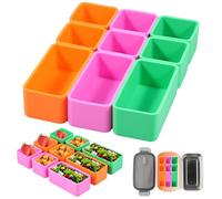 HAIJED 9Pcs Silicone Food Box Dividers Food Grade Silicone Food Baking Cups Temperature Resistant Food Box Food Divider Reusable Food Box Divider Insert for Kids Office School (Square+Rectangle)