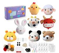 HAIJED Complete Beginners Crochet Kit for Adults & Kids - Animals DIY Craft Kit with Instructions & Video Tutorials, Yarns & Accessories