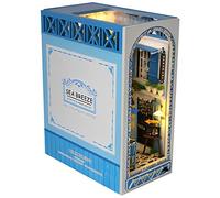 HAIJED DIY Book Nook Kit, 3D Wooden Puzzle Bookend Insert Decor with Warm Light, DIY Miniature House Kit, Insert Bookend Building Kits, Mini Doll House Creativity Gift for Kids Adults