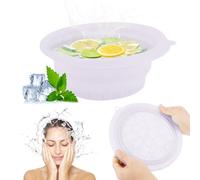 HAIJED Face Bowl for Ice, Quick Cooling Foldable Silicone Wash Basin with Built-in Ice Tray, Portable Washing Basin for Puffiness Relief,Soothe Skin,Bathroom Accessories (Purple)