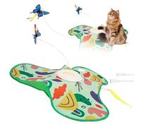 HAIJED Interactive Cat Toy for Indoor Fluttering Butterfly Moving Concealed Feather Rechargeable Touch Activated Toy for Bored Adult Cat(green)