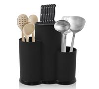 HAIJED Kitchen Knife Holder Block, 3 in 1 Round Plastic Detachable Universal Knife Storage Holder with Scissors Slot and Drainage Holes, Knives Storage Block for Counter Top Kitchen