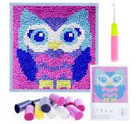HAIJED Latch Hook Kits, Latch Hook Rug Kits 30x30cm, DIY Craft Rug Sewing Set with Pre-Printed Pattern, Cute Fox/Panda/Owl Latch Hook Craft Decorative Tapestry for Beginners Children Adults (Owl)