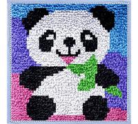 HAIJED Latch Hook Kits, Latch Hook Rug Kits 30x30cm, DIY Craft Rug Sewing Set with Pre-Printed Pattern, Cute Fox/Panda/Owl Latch Hook Craft Decorative Tapestry for Beginners Children Adults (Panda)
