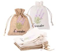 HAIJED Lavender Bags, 16 Pack Empty Lavender Bags for Wardrobes, Drawers, Linen Drawstring Storage Bag for Spices, Dried Flowers, and Herbs, 10 x 14 cm