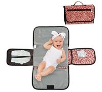 HAIJED Portable Diaper Changing Pad Waterproof Nappy Changing Mat with Wipes Pocket Foldable Travel Baby Changing Pad Lightweight Diaper Changing Mat for Newborns Girls and Boys(Pink leopard print)