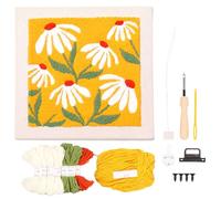 HAIJED Punch Needle Embroidery Kit for Adults and Beginners, Colorful Flower Punch Needle Kits with Instruction Threader Fabric Yarns Frame, DIY Embroidery Set for Adults, 25x25cm(Yellow)