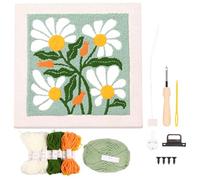 HAIJED Punch Needle Embroidery Kit for Adults and Beginners, Colorful Flower Punch Needle Kits with Instruction Threader Fabric Yarns Frame, DIY Embroidery Set for Adults, 25x25cm(Green)