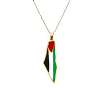 Haiki Trendy Palestine Map Pendant Necklace Stylish Gold/Silver Chain Neck Jewelry Ornament For Parties Datings