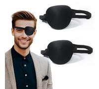 Haikole Eye Patch,2Pcs Eye Patches for Adults,Adjustable Lazy piratel Eye Patch for Left or Right Eyes, Reusable Eye Cover for Cosplay Pirate Costume