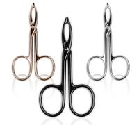 Haikole Tweezers for Women Facial hair 3 Pieces Eyebrow Tweezers,Scissor Tweezers for Remover Facial Hair Eyebrows Care Wig Plucking,Scissor Handle Tweezers Scissors (A-3 Colors 3PCS)