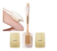 haikuluo Shower Body Brush with Bristles and Loofah,Back Scrubber for Shower for Bath or Dry Brush,Back exfoliating Body Scrubber Shower Scrub Brush Long Handle for Women and Men