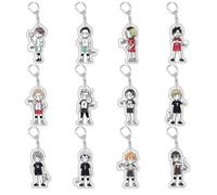 Haikyu Keychains Hinata Shoyo Acrylic Key Pendant Anime Role Tobio Kageyama Chibi Figure Keyring Bag Decor Accessories 12pcs