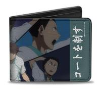 Haikyu Wallet, Bifold, Aoba Johsai High Control the Court Action Poses Blue, Vegan Leather