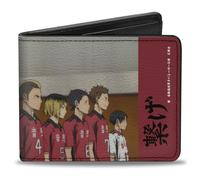 Haikyu Wallet, Bifold, Nekoma High School Connect Group Pose Red, Vegan Leather