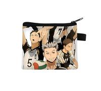 Haikyuu Coin Purse for Kids Shoyo Hinata Change Bag Small Cartoon Printing Purse Anime Coin Pouch with Zipper Design Tobio Kageyama Wallets Bags Gifts
