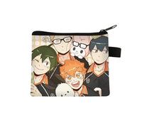 Haikyuu Coin Purse for Kids Shoyo Hinata Change Bag Small Cartoon Printing Purse Anime Coin Pouch with Zipper Design Tobio Kageyama Wallets Bags Gifts