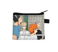 Haikyuu Coin Purse for Kids Shoyo Hinata Change Bag Small Cartoon Printing Purse Anime Coin Pouch with Zipper Design Tobio Kageyama Wallets Bags Gifts
