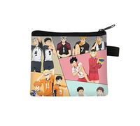 Haikyuu Coin Purse for Kids Shoyo Hinata Change Bag Small Cartoon Printing Purse Anime Coin Pouch with Zipper Design Tobio Kageyama Wallets Bags Gifts