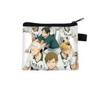 Haikyuu Coin Purse for Kids Shoyo Hinata Change Bag Small Cartoon Printing Purse Anime Coin Pouch with Zipper Design Tobio Kageyama Wallets Bags Gifts