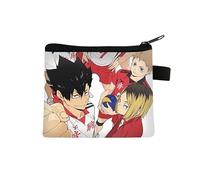 Haikyuu Coin Purse for Kids Shoyo Hinata Change Bag Small Cartoon Printing Purse Anime Coin Pouch with Zipper Design Tobio Kageyama Wallets Bags Gifts