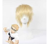 Haikyuu!! Kei Tsukishima Short Light Blonde Wig Cosplay Costume Heat Resistant Hair Peruca Anime Party Wigs KUZZ3563