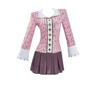 haikyuu Women Anime Cosplay Costume Pink Collar Dress Halloween, Pink, S