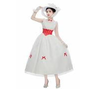 haikyuu Women Mary Cosplay Dress With Hat Edwardian Era Dress Renaissance Vintage Costume Halloween (white, medium)