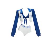 haikyuu Women Star Cowboy Cheerleader Costume High School Girls Cheerleading Uniform Sports Team Two Piece Set, Blue White, Medium