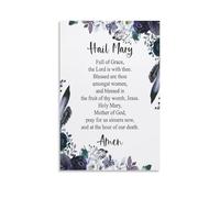 Hail Mary Prayer Christian PoemWall Art Prints Neutral Vintage Canvas Posters for Stylish Living Room And Bedroom Decor08x12inch(20x30cm)