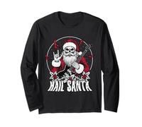 Hail Santa Heavy Guitar Happy Solstice Anti Christmas Rock Long Sleeve T-Shirt