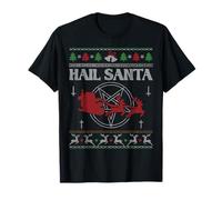 Hail Santa Metal Pagan Solstice Ugly Christmas Pentagram T-Shirt