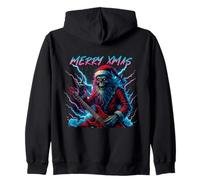 Hail Santa Pagan Happy Solstice Christmas Metal Rock Guitar Zip Hoodie