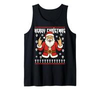 Hail Santa Pagan Happy Solstice Metal Christmas Rock Roll Tank Top
