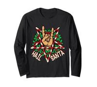 Hail Santa Rock Roll Pagan Solstice Gothic Anti Christmas Long Sleeve T-Shirt