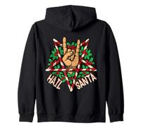 Hail Santa Rock Roll Pagan Solstice Gothic Anti Christmas Zip Hoodie
