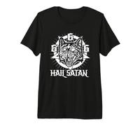 Hail Satan Satanic Cat Pentagram 666 Occult Gothic Premium T-Shirt
