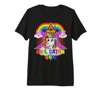 Hail Satan Unicorn Pentagram 666 Occult Gothic Goth Gift Premium T-Shirt