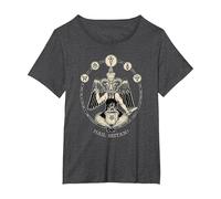 Hail Seitan! Satanic Vegan Chef Baphomet Occult Home Cook T-Shirt, Women's Plus, Dark Heather Grey, 5X