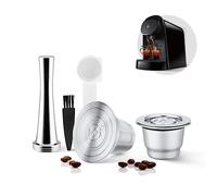 HAILASRE 2 Pcs Reusable Stainless Steel Coffee Capsules Compatible with L'OR Barista LM8012 / 60, Refillable Coffee Pods Metal L'or Espresso Pods with Tamper(Big & Small)