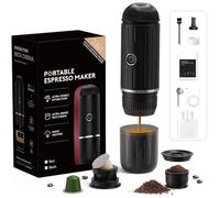 HAILASRE Portable Espresso Maker for Travel & Camping, Self-Heating 3-in-1 Coffee Machine Compatible with Nespresso, Dolce Gusto & Ground Coffee, 19-Bar 7500mAh Cordless Maker with TYPE-C (Black)