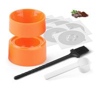 HAILASRE Reusable Capsule Refill Kit for NS Vertuo Pods with 100 Pcs Aluminum Foil Seal Lids 62mm,Capsule Holder, Brush & Scoop fit for Vertuoline POP/Next Reusable Pod Aluminum