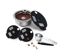 HAILASRE Reusable Pods Coffee Capsules Compatible with Bosch Tassimo | 304 Stainless Steel Metal Filters,Reusable Coffee Pod 60ML+Extra Lid-180+220ML Silicone Cap