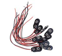 Hailege 10 x 9V Battery Clips 9 Volt I-Type Snap-on Battery Buckle Leather Snap on Battery Connector Lead 15 cm (I-Type)