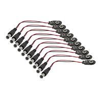 Hailege 10pcs 9V Battery Terminals 9 Volt I-Type Snap-on Battery Loop Connector with DC Plug 5.5x2.1mm (I-Type with DC Plug)