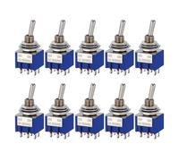 Hailege 10pcs MTS-202 DPDT Toggle Switch ON/ON 6 Pins 2 Position AC 125V/6A MTS202 DPDT Toggle Switch