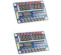 Hailege 2pcs TM1638 8 Bits Digital LED Tube Display Module with 8 LEDs 8 Button keys for AVR ARM
